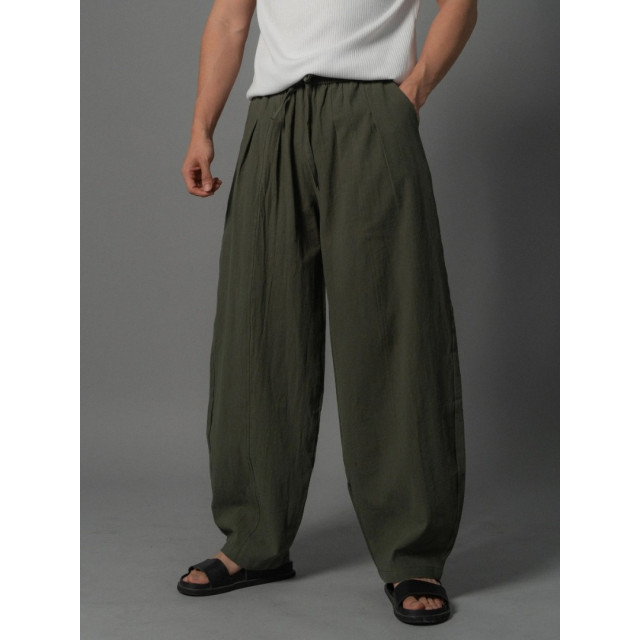 韓國🇰🇷4色亞麻雙摺痕彈性寬褲『韓國連線』