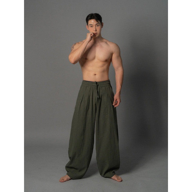 韓國🇰🇷4色亞麻雙摺痕彈性寬褲『韓國連線』