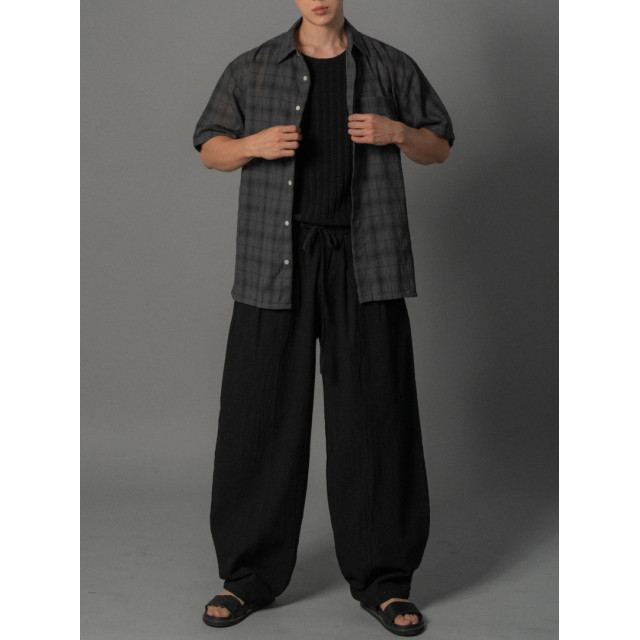 韓國🇰🇷4色亞麻雙摺痕彈性寬褲『韓國連線』