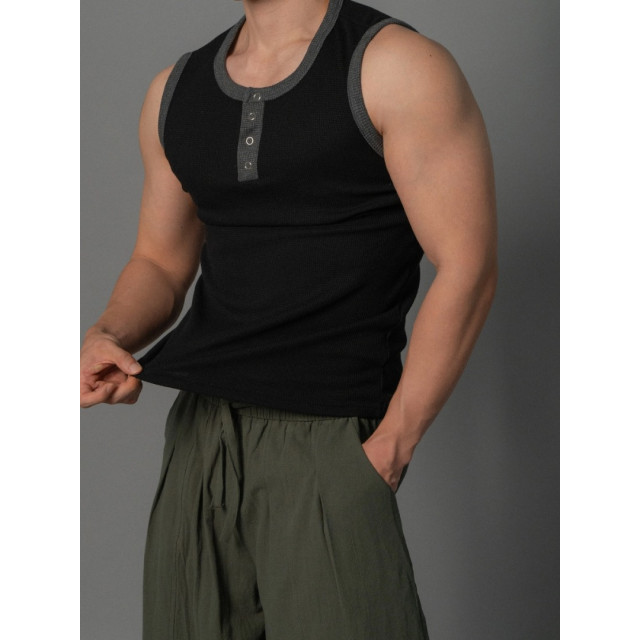 韓國🇰🇷拼接合身亨利領無袖背心『韓國連線』