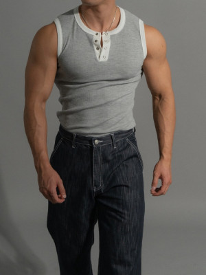 韓國🇰🇷拼接合身亨利領無袖背心『韓國連線』