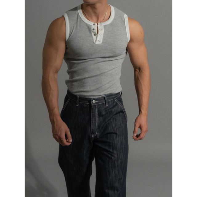 韓國🇰🇷拼接合身亨利領無袖背心『韓國連線』