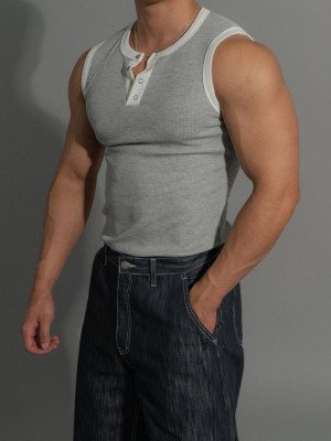 韓國🇰🇷拼接合身亨利領無袖背心『韓國連線』