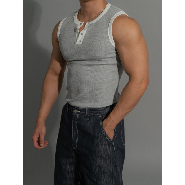 韓國🇰🇷拼接合身亨利領無袖背心『韓國連線』