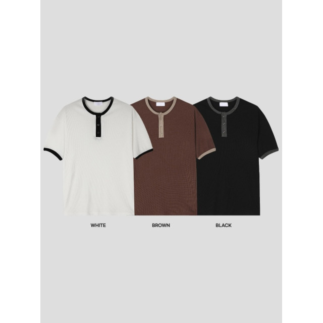 韓國🇰🇷3色華夫格圓領亨利短袖『韓國連線』