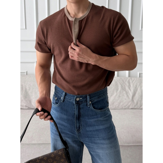 韓國🇰🇷3色華夫格圓領亨利短袖『韓國連線』