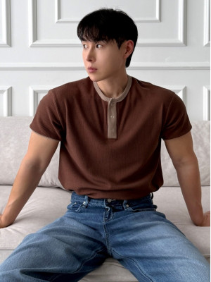 韓國🇰🇷3色華夫格圓領亨利短袖『韓國連線』