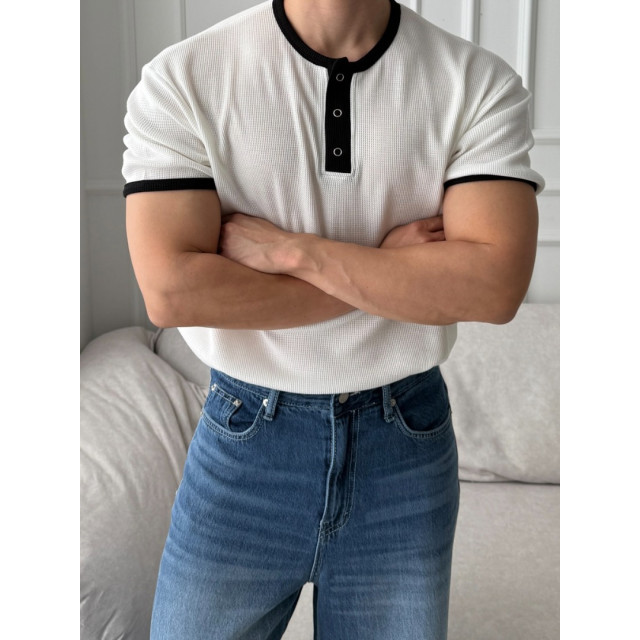 韓國🇰🇷3色華夫格圓領亨利短袖『韓國連線』