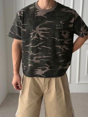 韓國🇰🇷寬鬆休閒迷彩短版T『韓國連線』
