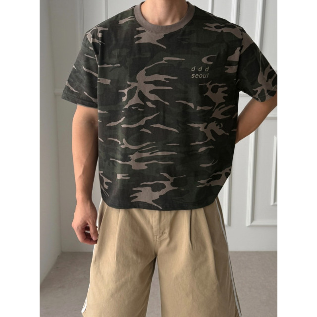 韓國🇰🇷寬鬆休閒迷彩短版T『韓國連線』