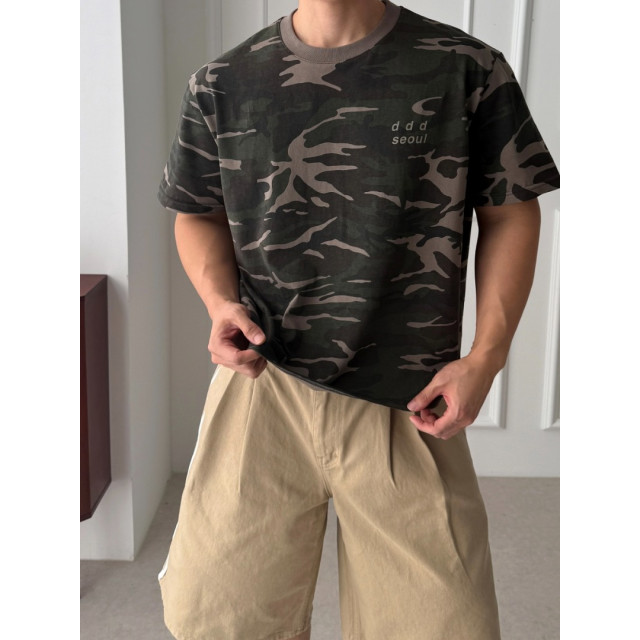 韓國🇰🇷寬鬆休閒迷彩短版T『韓國連線』