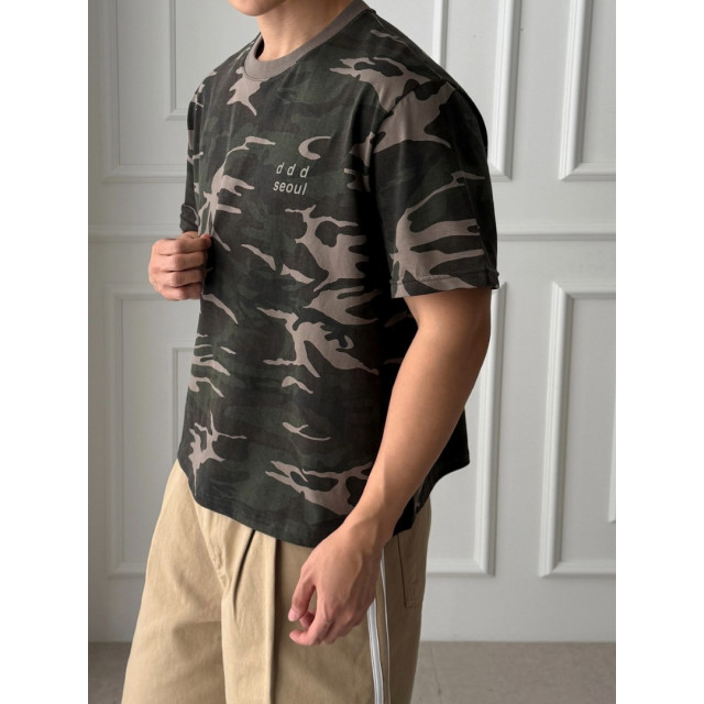 韓國🇰🇷寬鬆休閒迷彩短版T『韓國連線』