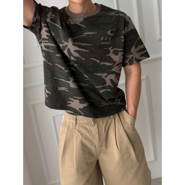 韓國🇰🇷寬鬆休閒迷彩短版T『韓國連線』