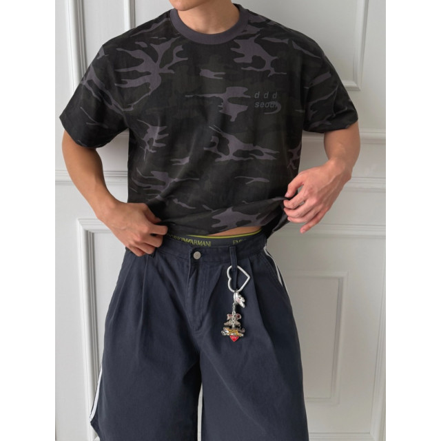 韓國🇰🇷寬鬆休閒迷彩短版T『韓國連線』