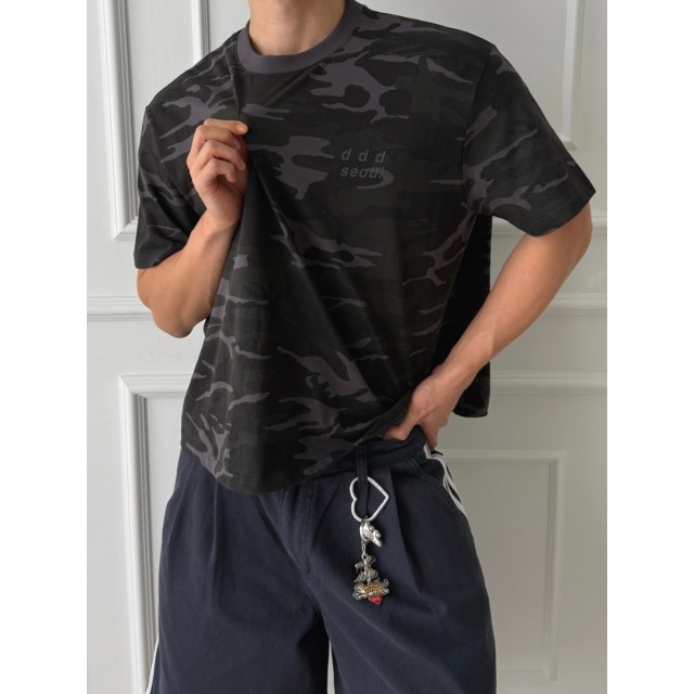 韓國🇰🇷寬鬆休閒迷彩短版T『韓國連線』