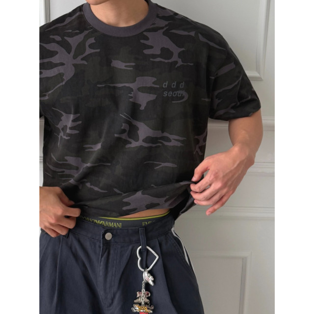 韓國🇰🇷寬鬆休閒迷彩短版T『韓國連線』