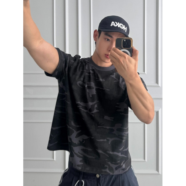 韓國🇰🇷寬鬆休閒迷彩短版T『韓國連線』
