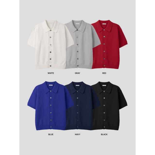 韓國🇰🇷6色夏季翻領開襟針織襯衫『韓國連線』