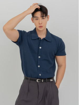 韓國🇰🇷6色夏季翻領開襟針織襯衫『韓國連線』