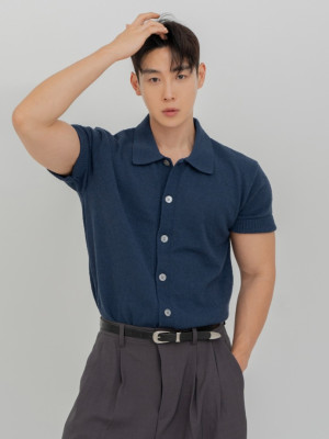 韓國🇰🇷6色夏季翻領開襟針織襯衫『韓國連線』