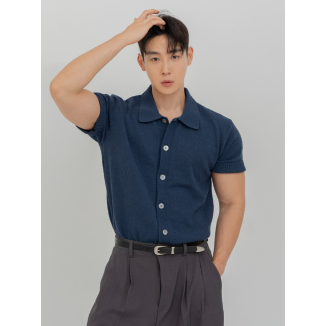 韓國🇰🇷6色夏季翻領開襟針織襯衫『韓國連線』