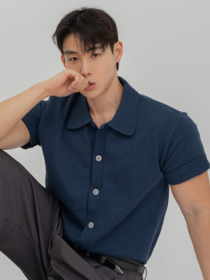 韓國🇰🇷6色夏季翻領開襟針織襯衫『韓國連線』