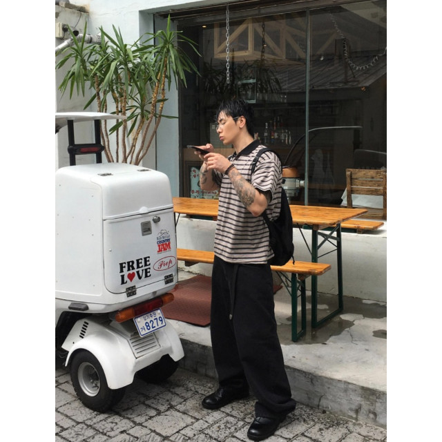 韓國🇰🇷復古線條polo領短袖『韓國連線』