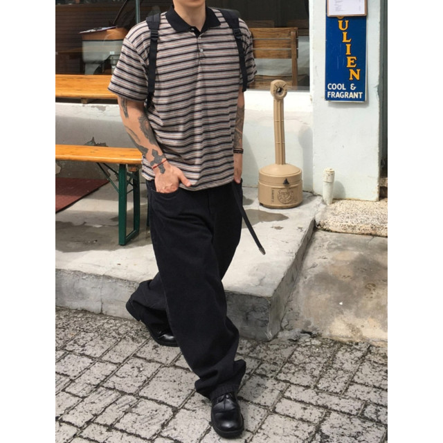 韓國🇰🇷復古線條polo領短袖『韓國連線』