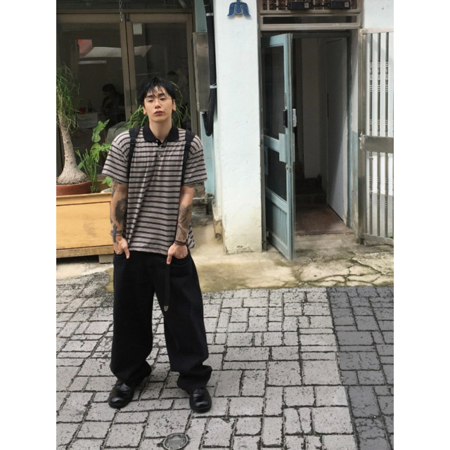 韓國🇰🇷復古線條polo領短袖『韓國連線』