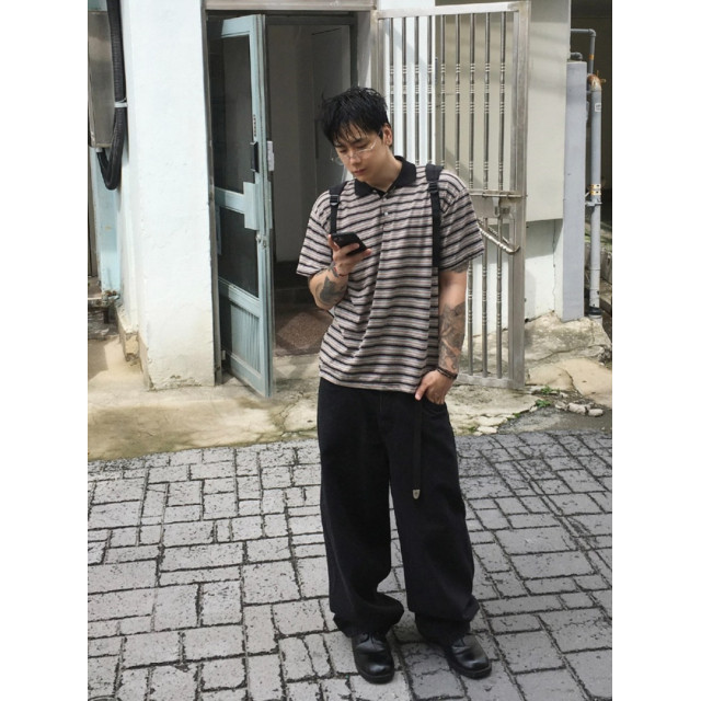 韓國🇰🇷復古線條polo領短袖『韓國連線』