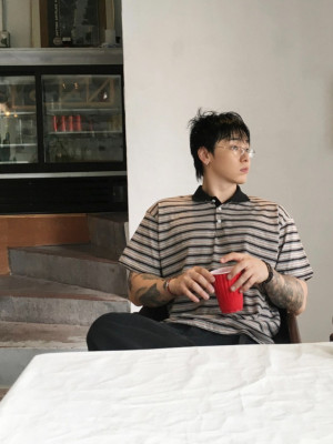 韓國🇰🇷復古線條polo領短袖『韓國連線』