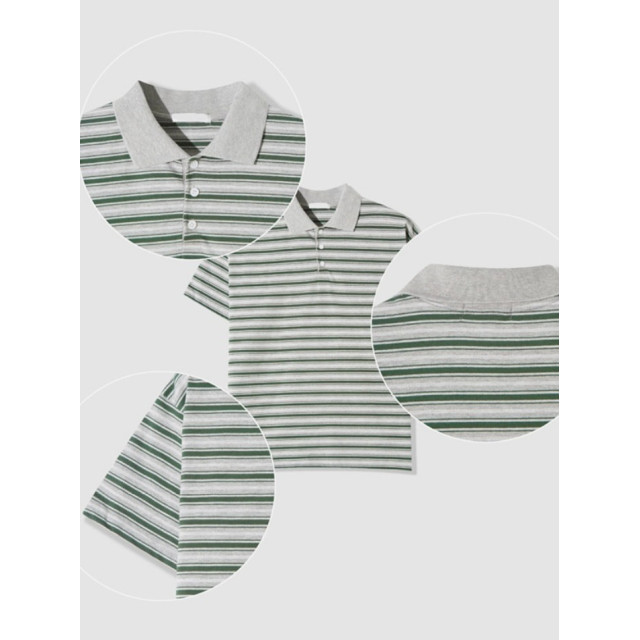 韓國🇰🇷復古線條polo領短袖『韓國連線』