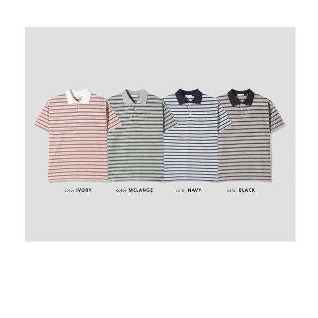 韓國🇰🇷復古線條polo領短袖『韓國連線』