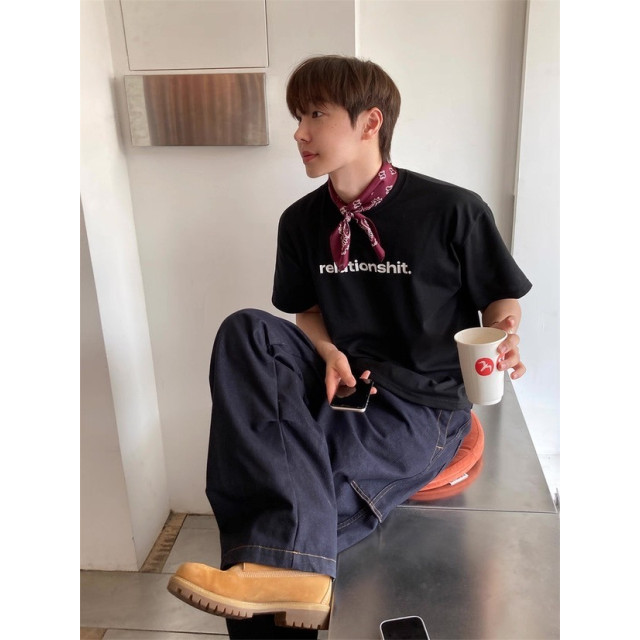 韓國🇰🇷寬鬆簡約印花短版短袖『韓國連線』