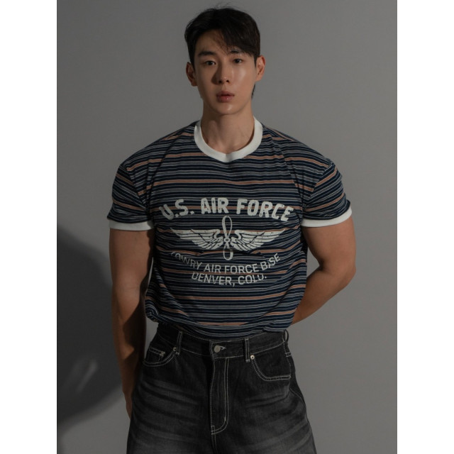 韓國🇰🇷2色圓領合身條紋短袖『韓國連線』