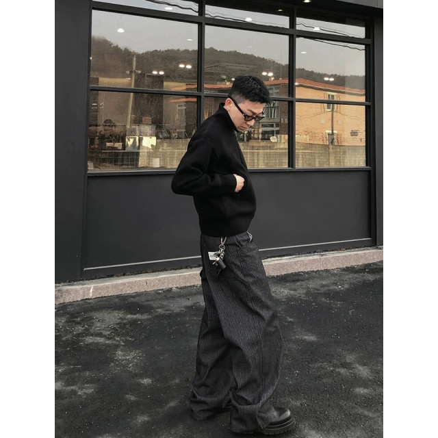 韓國🇰🇷復古條紋直筒丹寧褲『韓國連線』