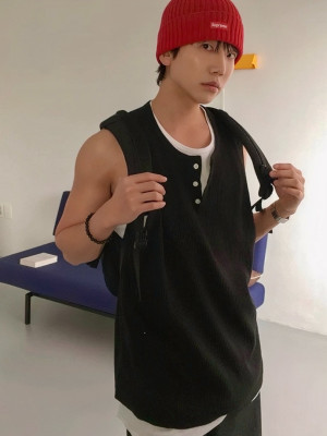 韓國🇰🇷雙層夾兩件條紋無袖背心『韓國連線』