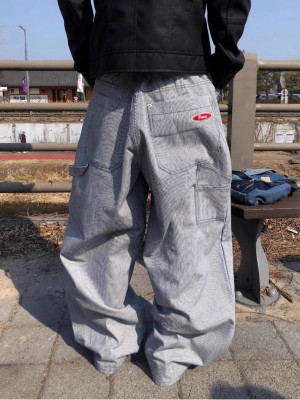 韓國🇰🇷水洗條紋直筒丹寧工作褲『韓國連線』