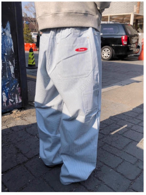 韓國🇰🇷水洗條紋直筒丹寧工作褲『韓國連線』