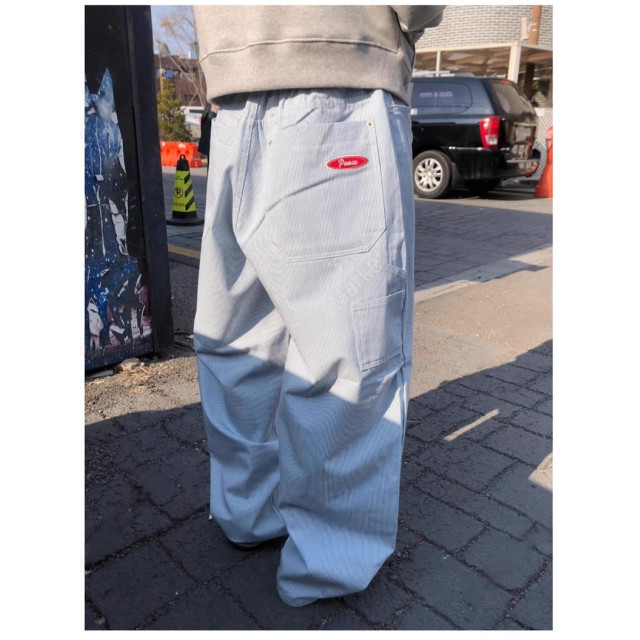 韓國🇰🇷水洗條紋直筒丹寧工作褲『韓國連線』