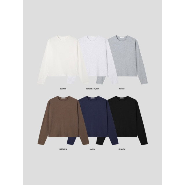 韓國🇰🇷早秋圓領華夫格短版長袖『韓國連線』