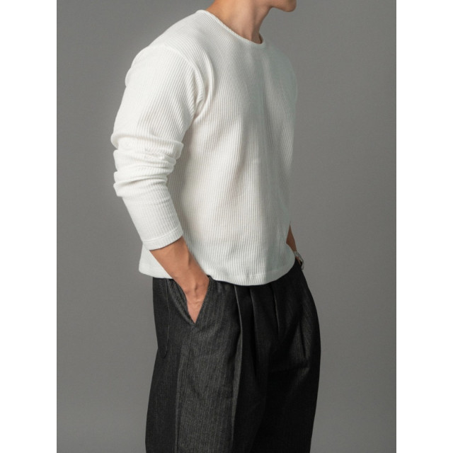 韓國🇰🇷早秋圓領華夫格短版長袖『韓國連線』