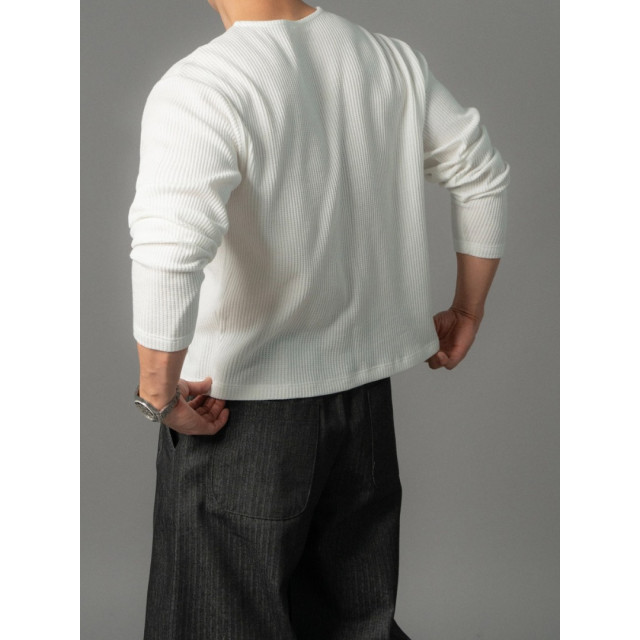 韓國🇰🇷早秋圓領華夫格短版長袖『韓國連線』