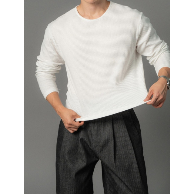 韓國🇰🇷早秋圓領華夫格短版長袖『韓國連線』