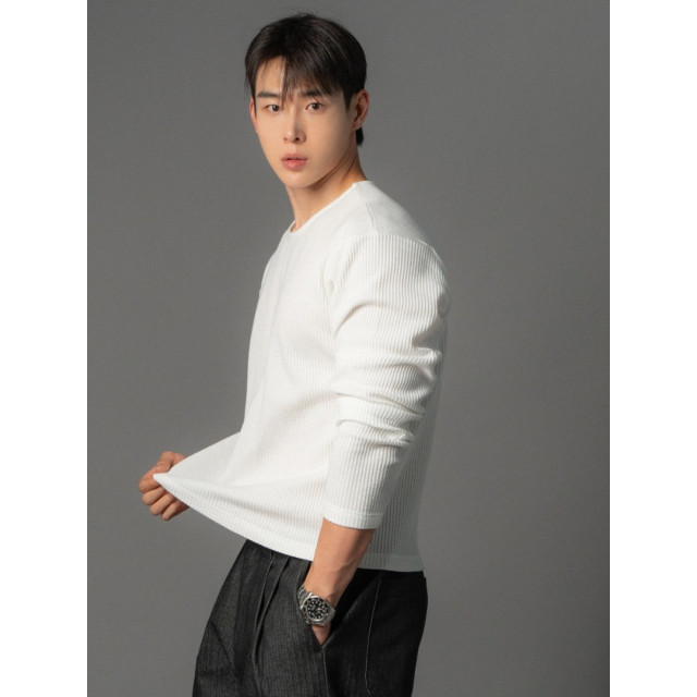 韓國🇰🇷早秋圓領華夫格短版長袖『韓國連線』