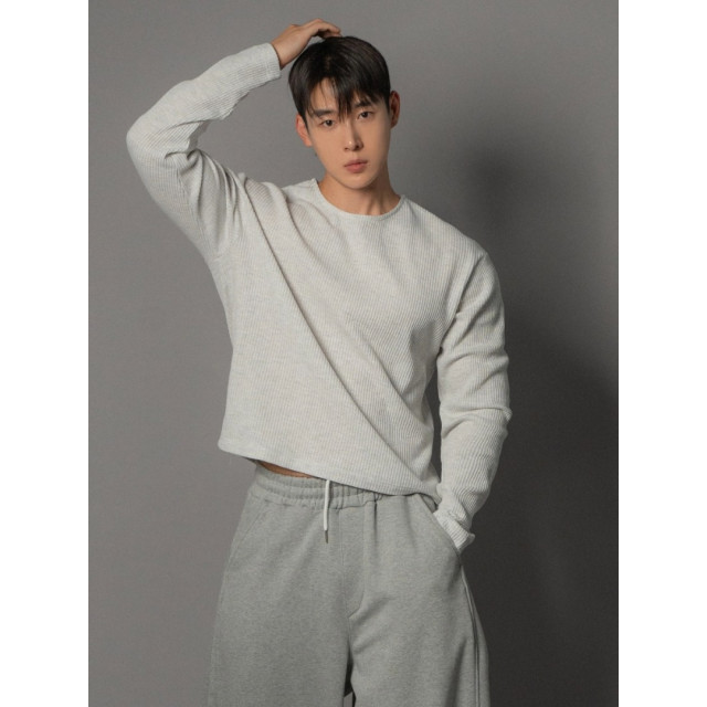 韓國🇰🇷早秋圓領華夫格短版長袖『韓國連線』