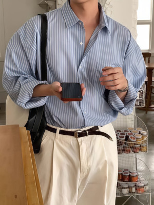 韓國🇰🇷早秋寬鬆條紋長袖襯衫『韓國連線』