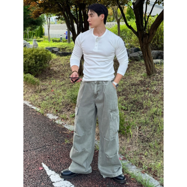 韓國🇰🇷寬鬆扣環雙摺工作褲『韓國連線』