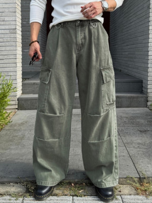 韓國🇰🇷寬鬆扣環雙摺工作褲『韓國連線』