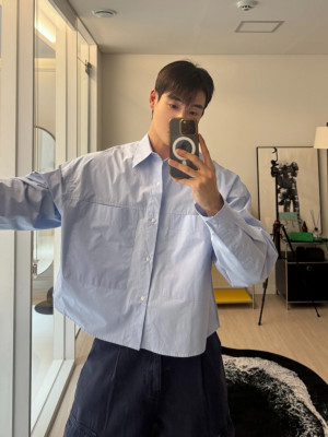 韓國🇰🇷雙口袋短版長袖襯衫『韓國連線』